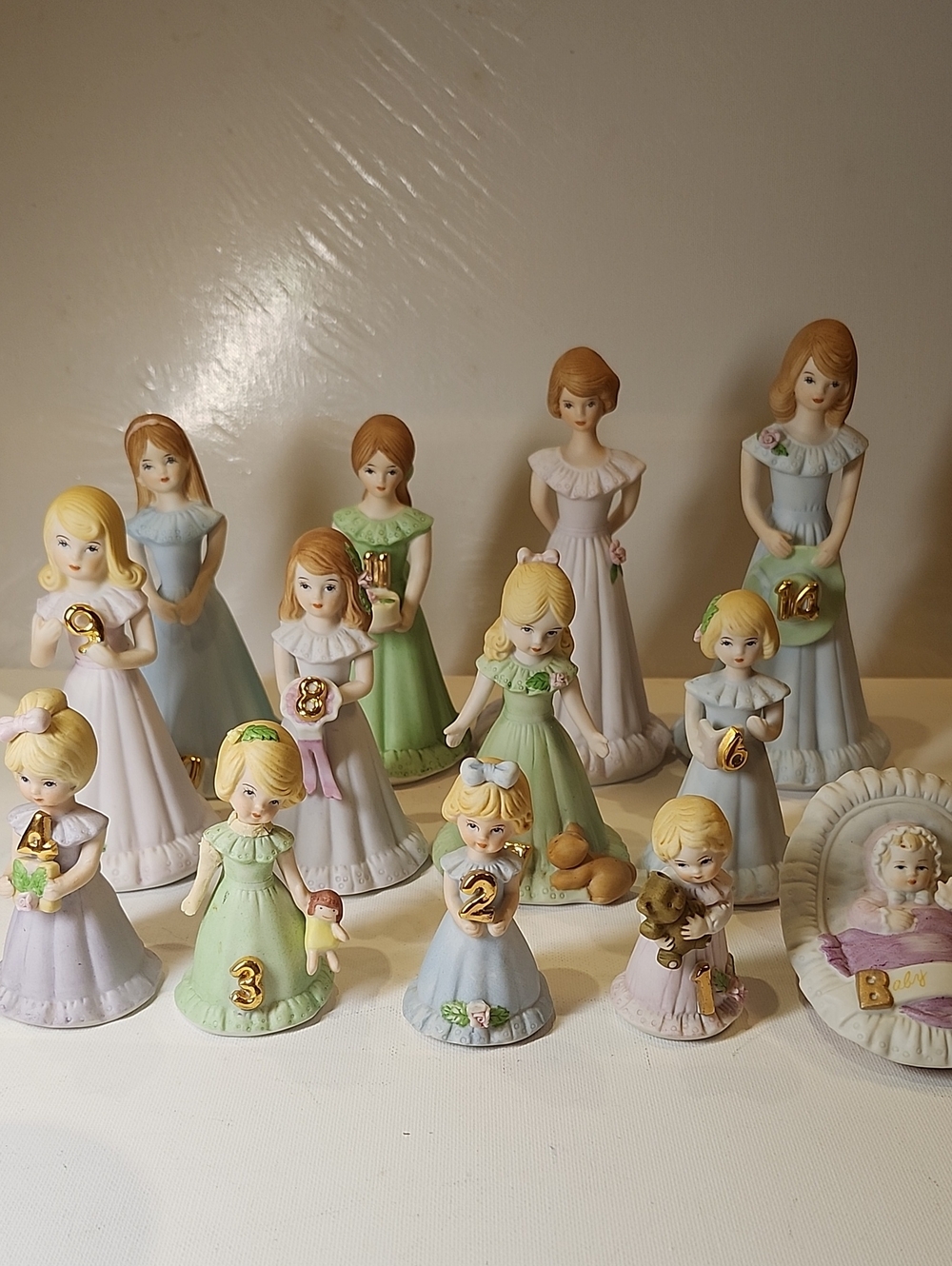Enesco Browning 'Growing Up' Birthday Girls Porcelain Mark - Purple Stamp 13pcs
